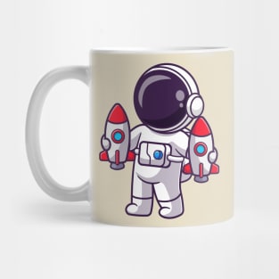 Cute Astronaut Holding Rocket Toys Cartoon Mug